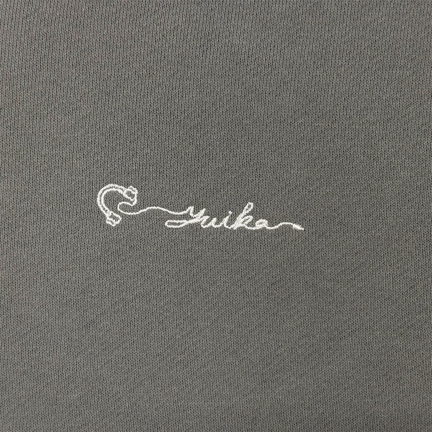 刺繍ジップパーカー グレー